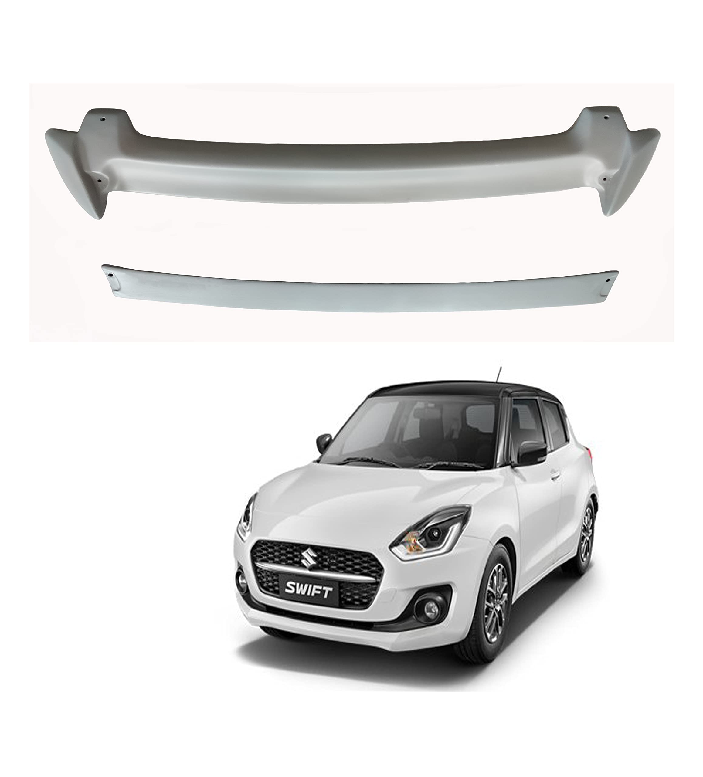 Car Spoiler Compatible with Maruthi Swift (Unpainted - Ps Grey Color) Car Spoiler with Light Weight Fiber Reinforced Plastic (FRP) - Drilling Required.