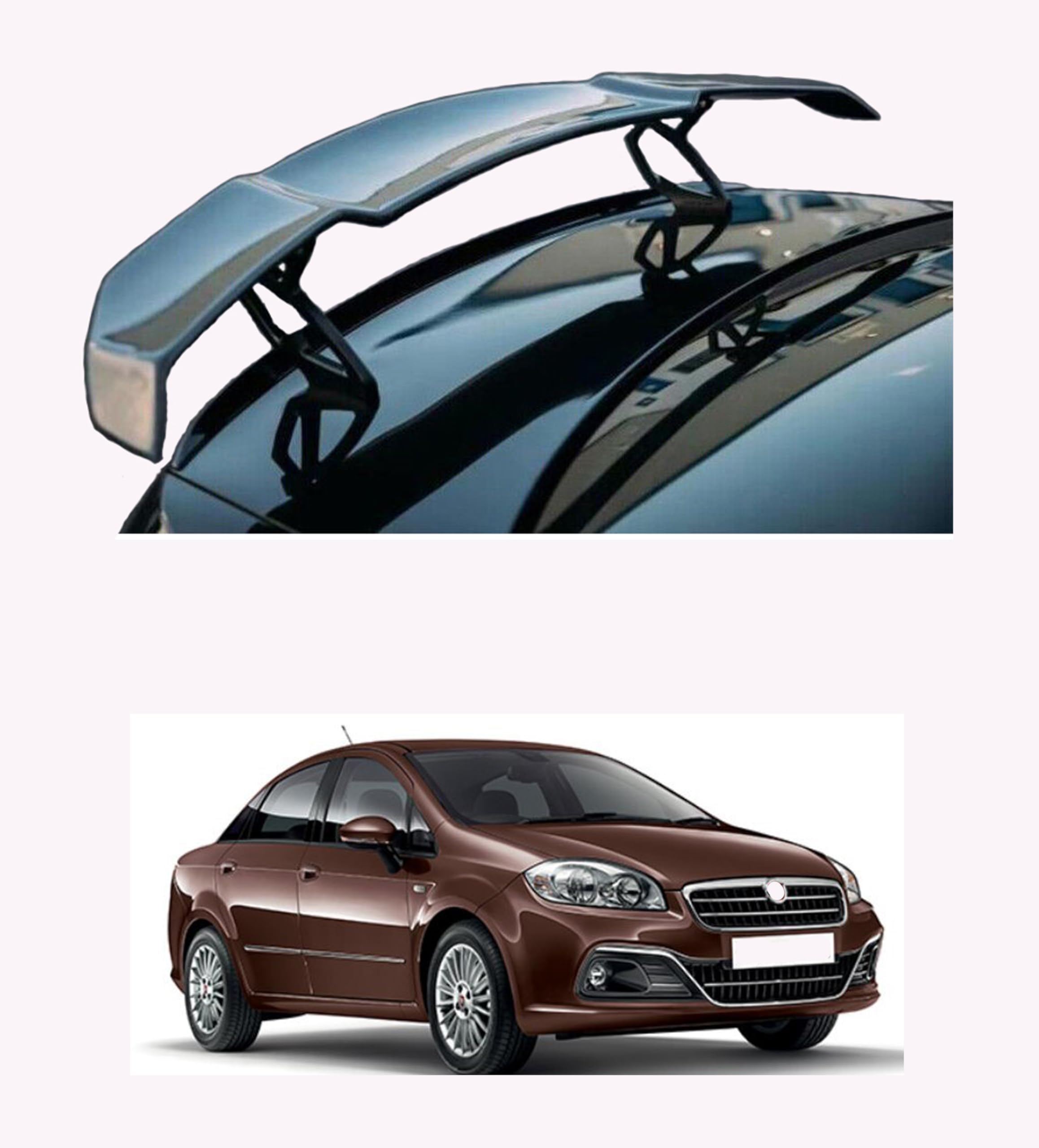GT Type Sportz Spoiler Semi-Finished (Unpainted Grey) Car Spoiler Fiber Reinforced Plastic (FRP) Compatible with Linea Cars