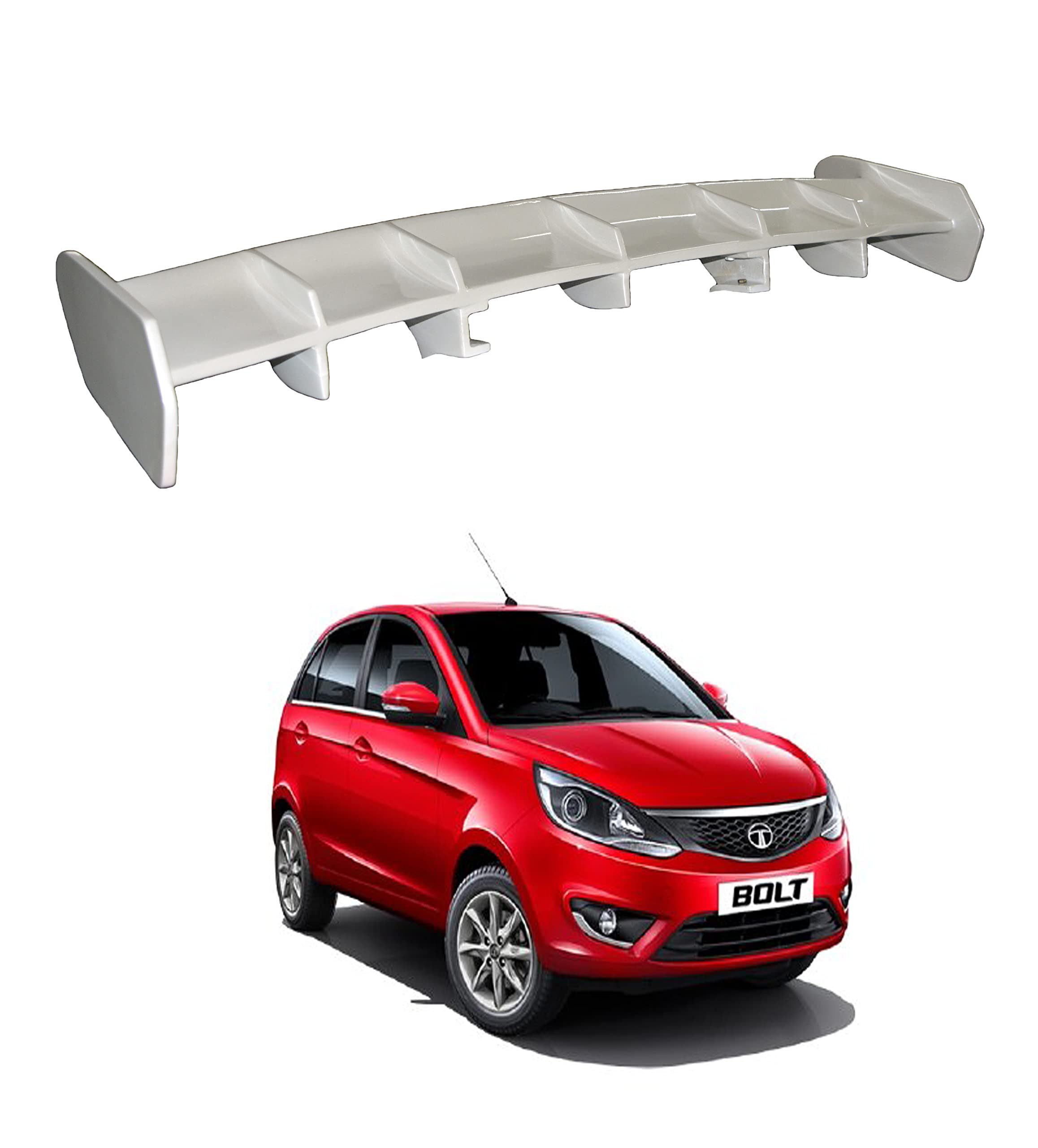 Car Spoiler Compatible with Tata Bolt (Unpainted - Ps Grey Color) Car Spoiler with Light Weight Fiber Reinforced Plastic (FRP) Drilling Required.