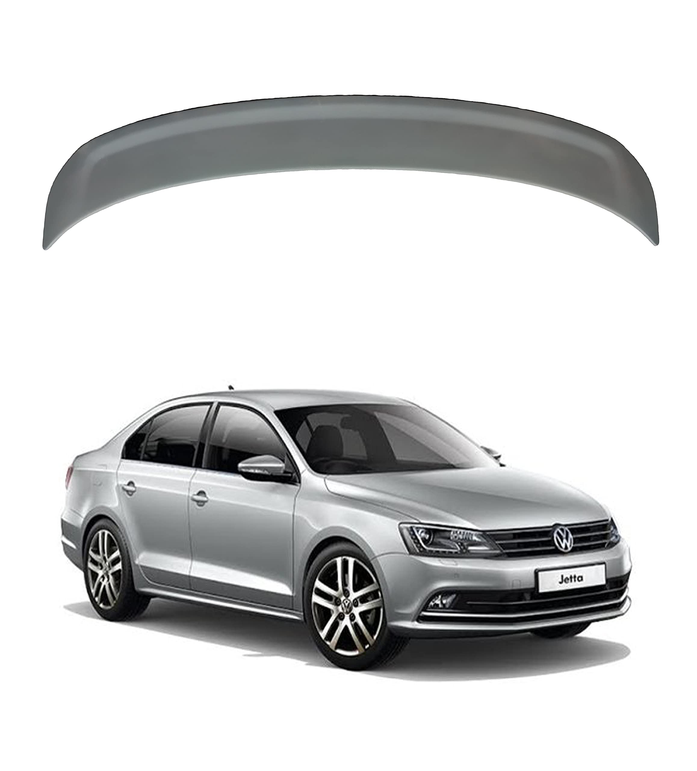 Car Spoiler Compatible with Jetta (Unpainted - Ps Grey Color) Car Spoiler with Light Weight Fiber Reinforced Plastic (FRP) Drilling Required.