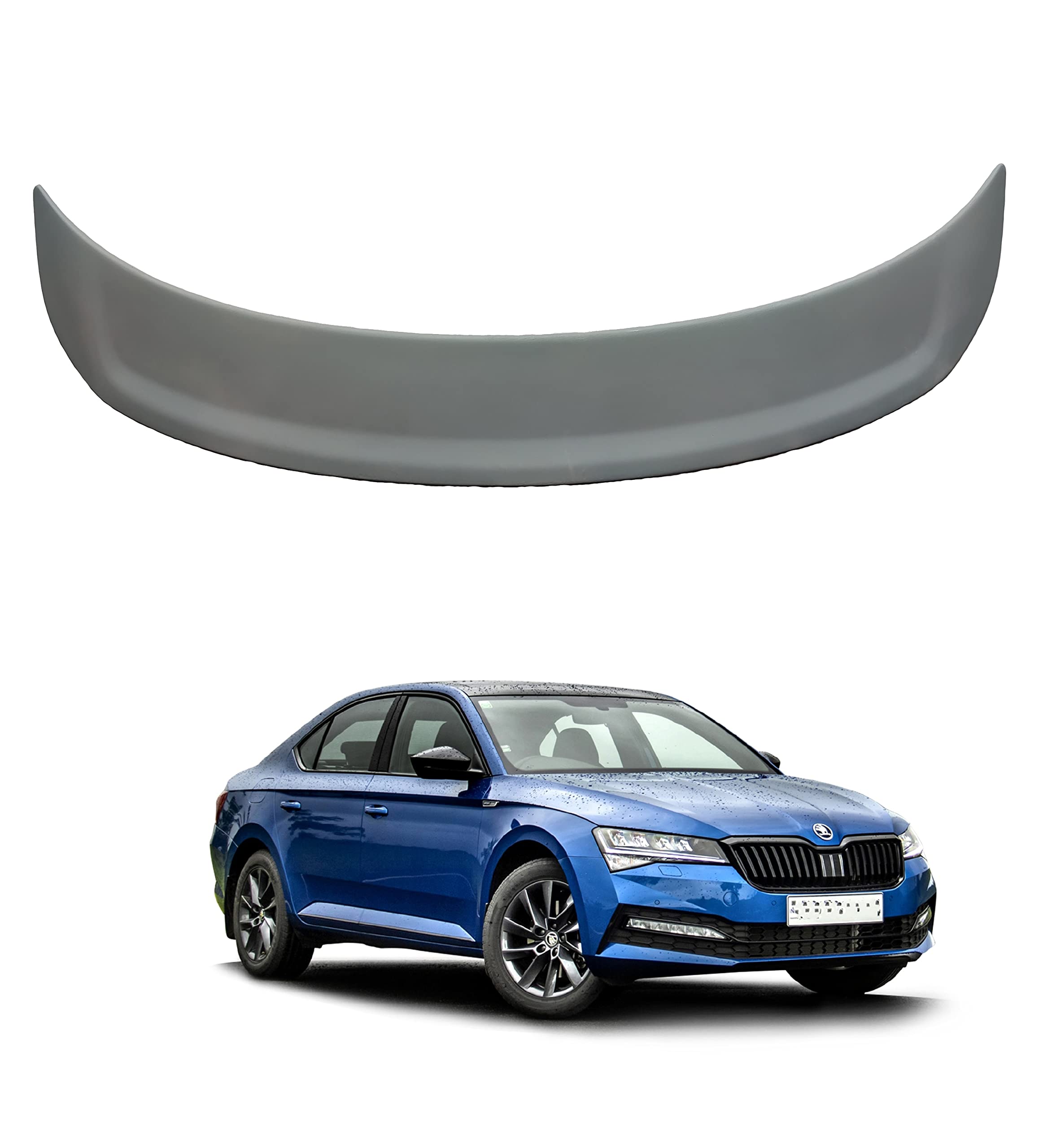 Car Spoiler Compatible with Skoda Superb (Unpainted - Ps Grey Color) Car Spoiler with Light Weight Fiber Reinforced Plastic (FRP) Drilling Required.