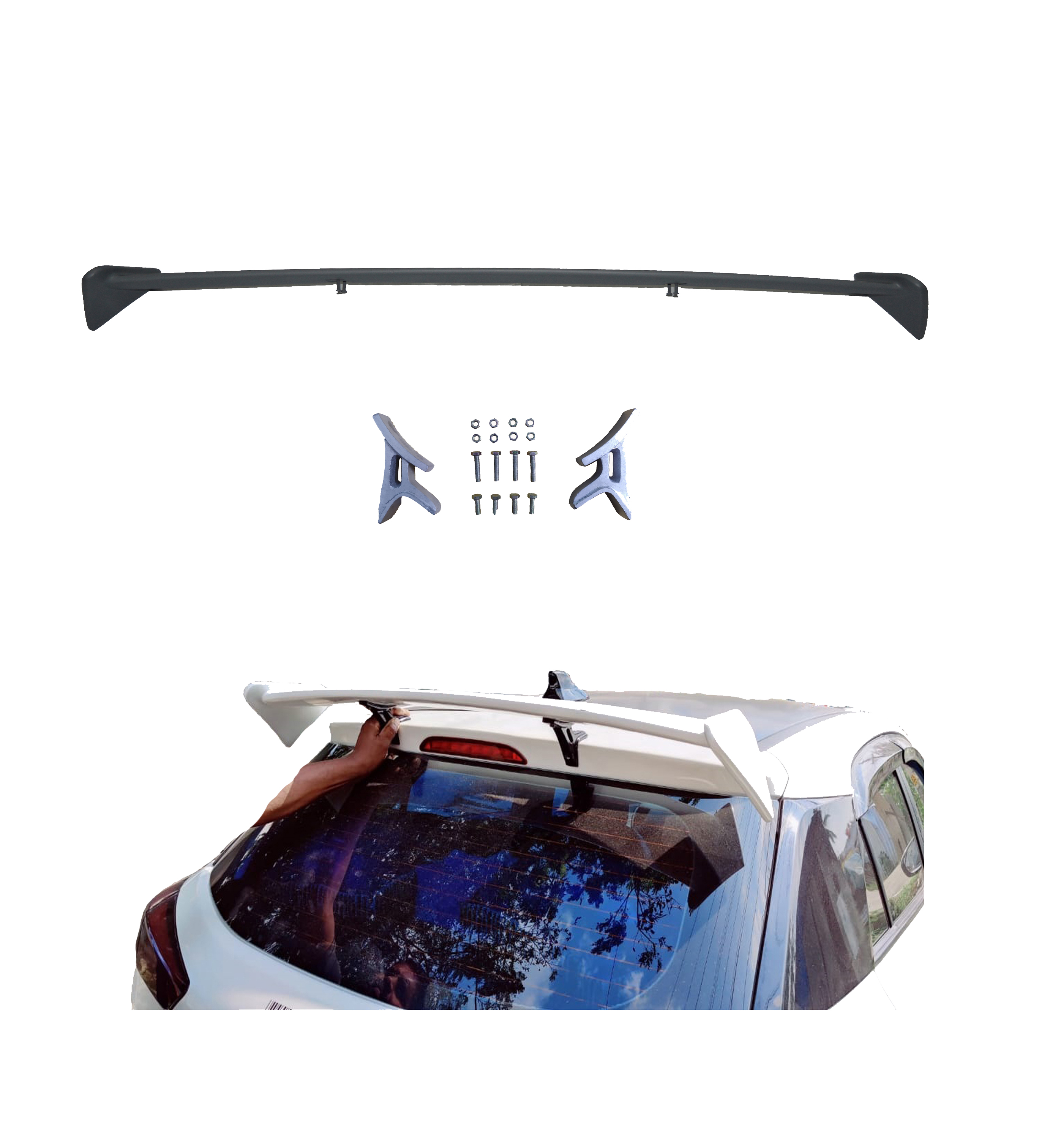 Car Spoiler| Compatible with I 20 Elite|Semi-Finished (Unpainted)| Fiber Reinforced Plastic (FRP)