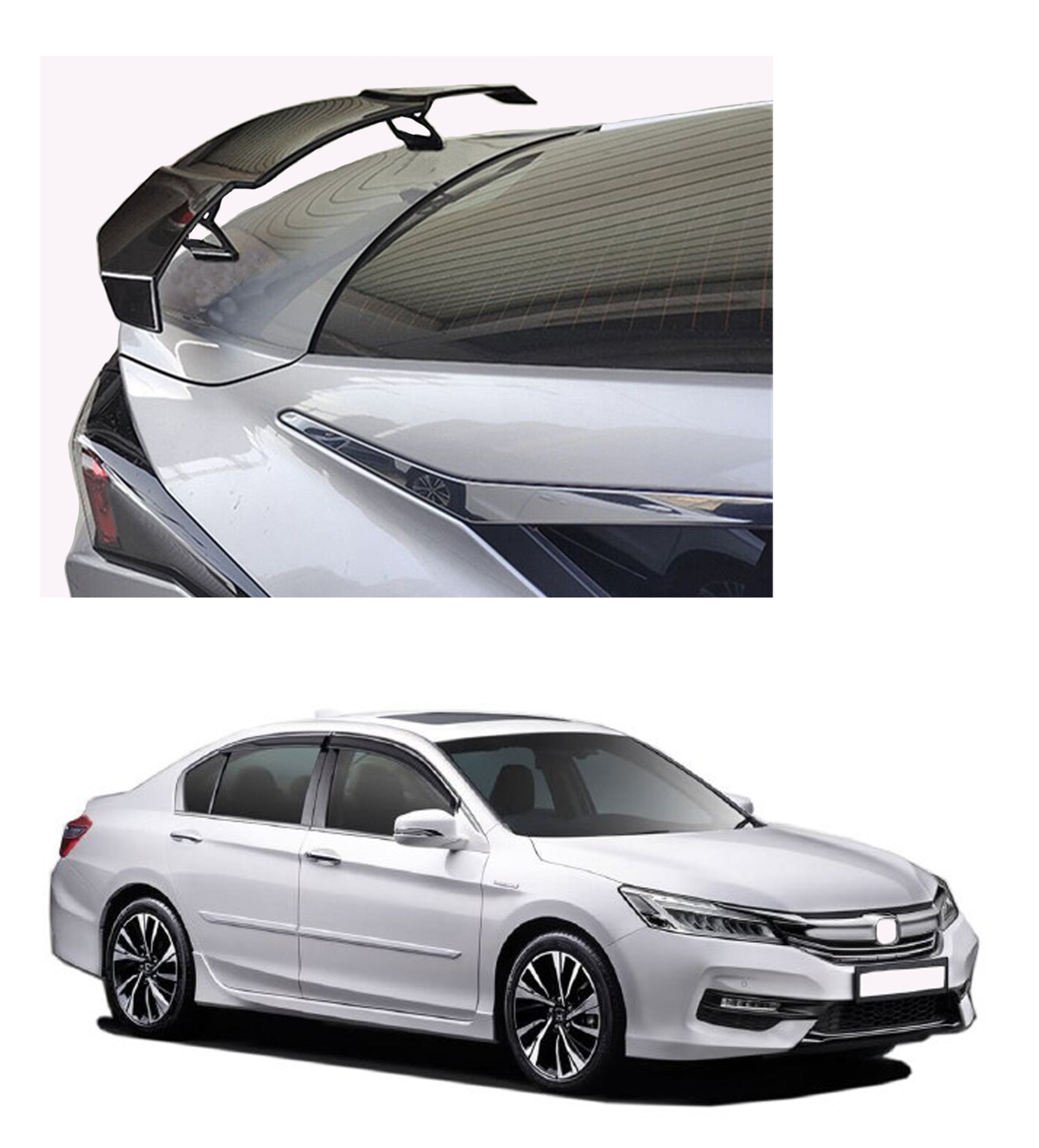 GT Type Sportz Spoiler Semi-Finished (Unpainted Grey) Car Spoiler Fiber Reinforced Plastic (FRP) Compatible with Accord Cars