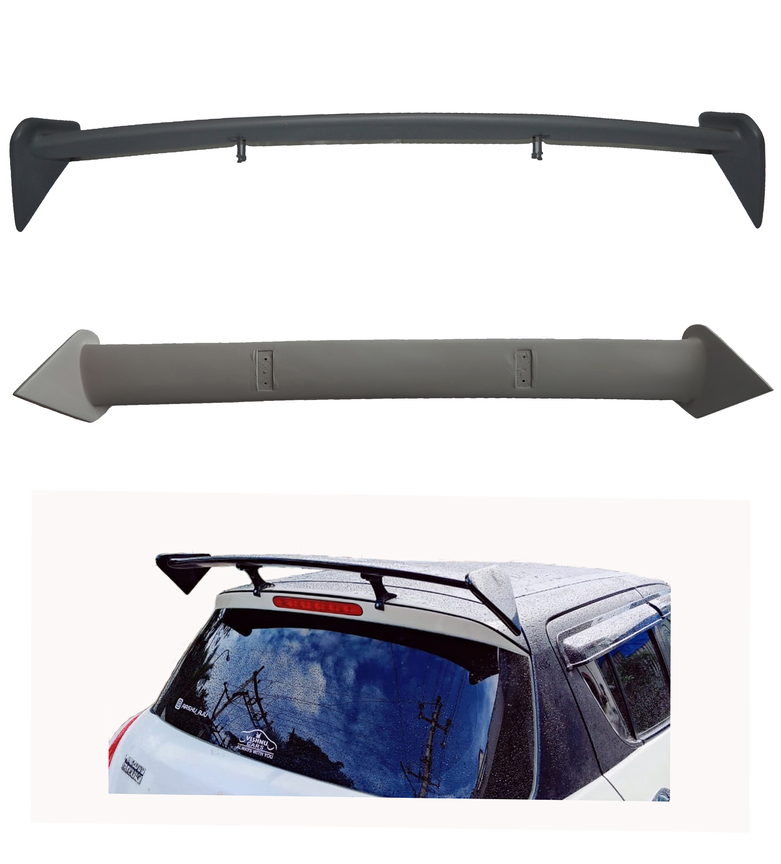 Car Spoiler Sporty Look GT Racing Type Rear Wing Spoiler Compatible with Swift. Semi-Finished Swift (2011to 2017)(Unpainted Grey)
