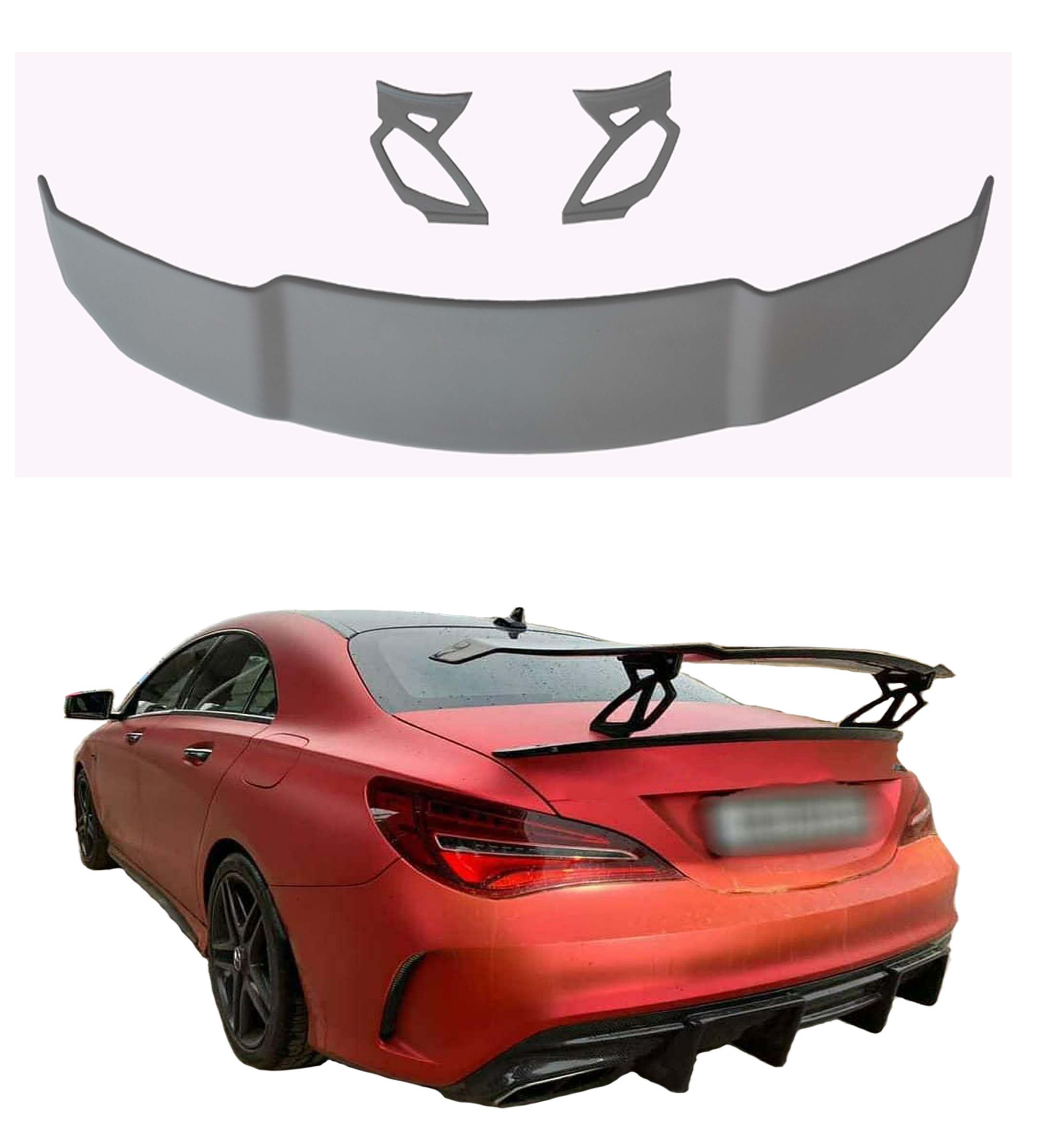 GT Type Sportz Spoiler Semi-Finished (Unpainted Grey) Car Spoiler Fiber Reinforced Plastic (FRP) Compatible with BMW Cars