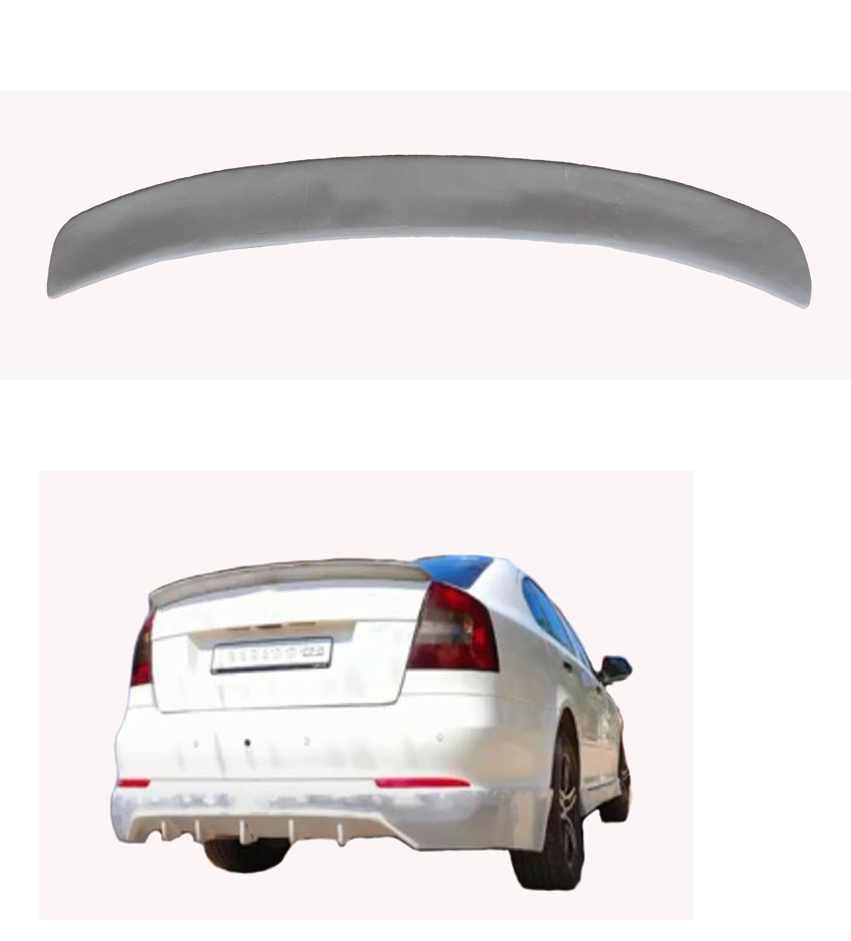 GT Type Sportz Spoiler Semi-Finished (Unpainted Grey) Car Spoiler Fiber Reinforced Plastic (FRP) Compatible with Laura Cars