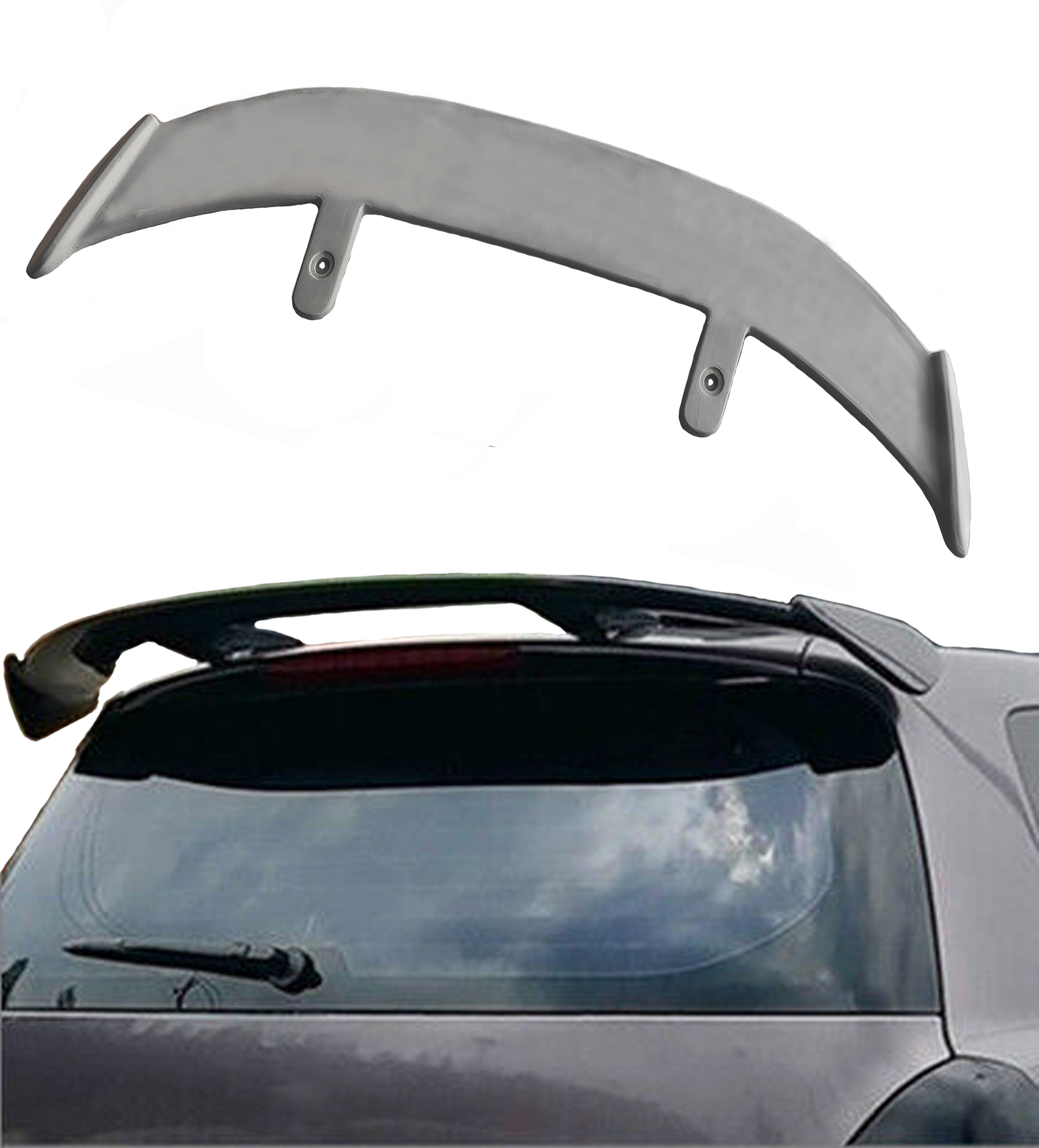 GT Type Sportz Spoiler Semi-Finished (Unpainted Grey) Car Spoiler Fiber Reinforced Plastic (FRP) Compatible with Brio