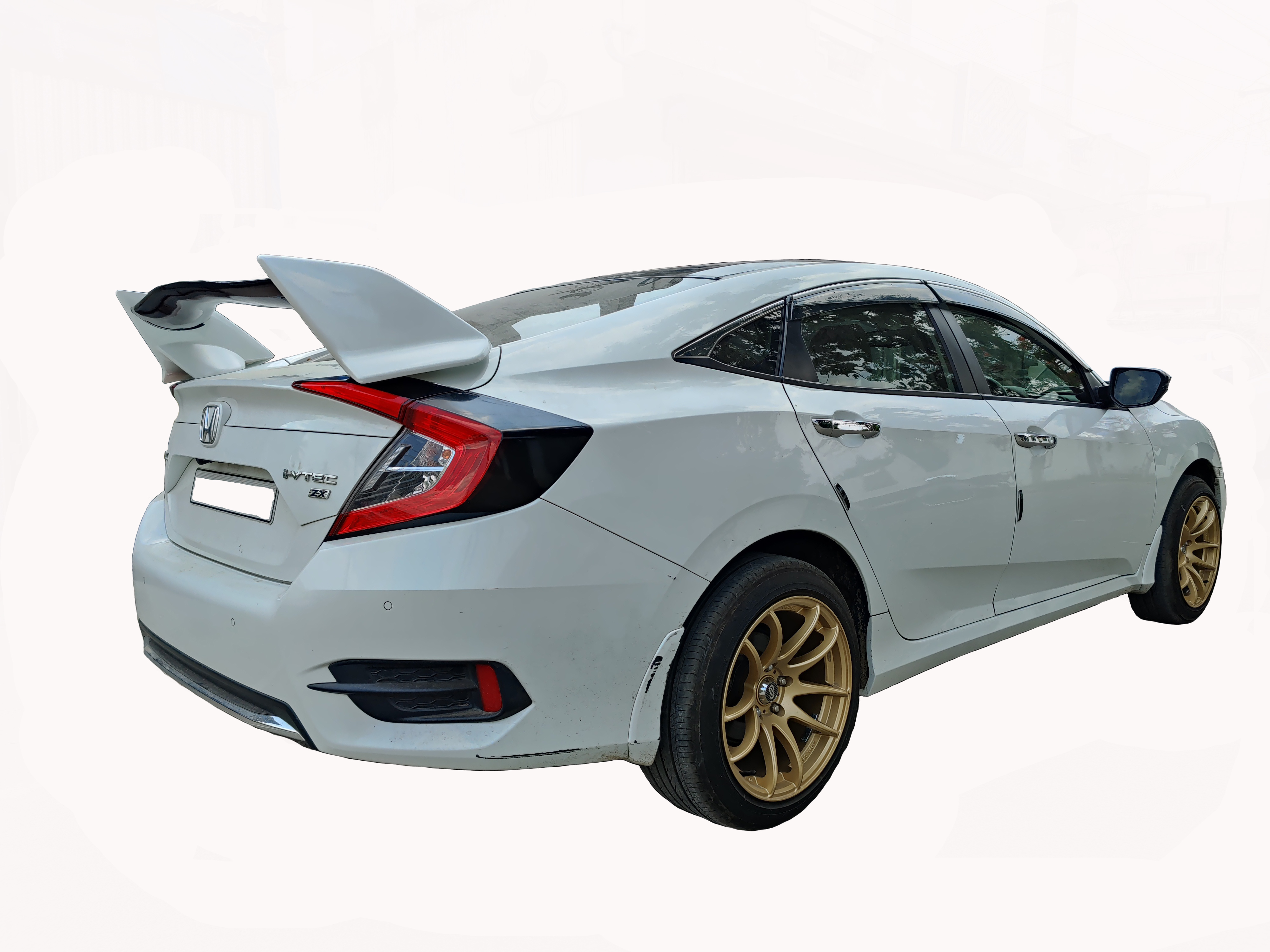 Civic Sports Spoiler Semi-Finished Car Spoiler (Unpainted Ps Grey) with Light Weight Fiber Reinforced Plastic (FRP) Drilling Required