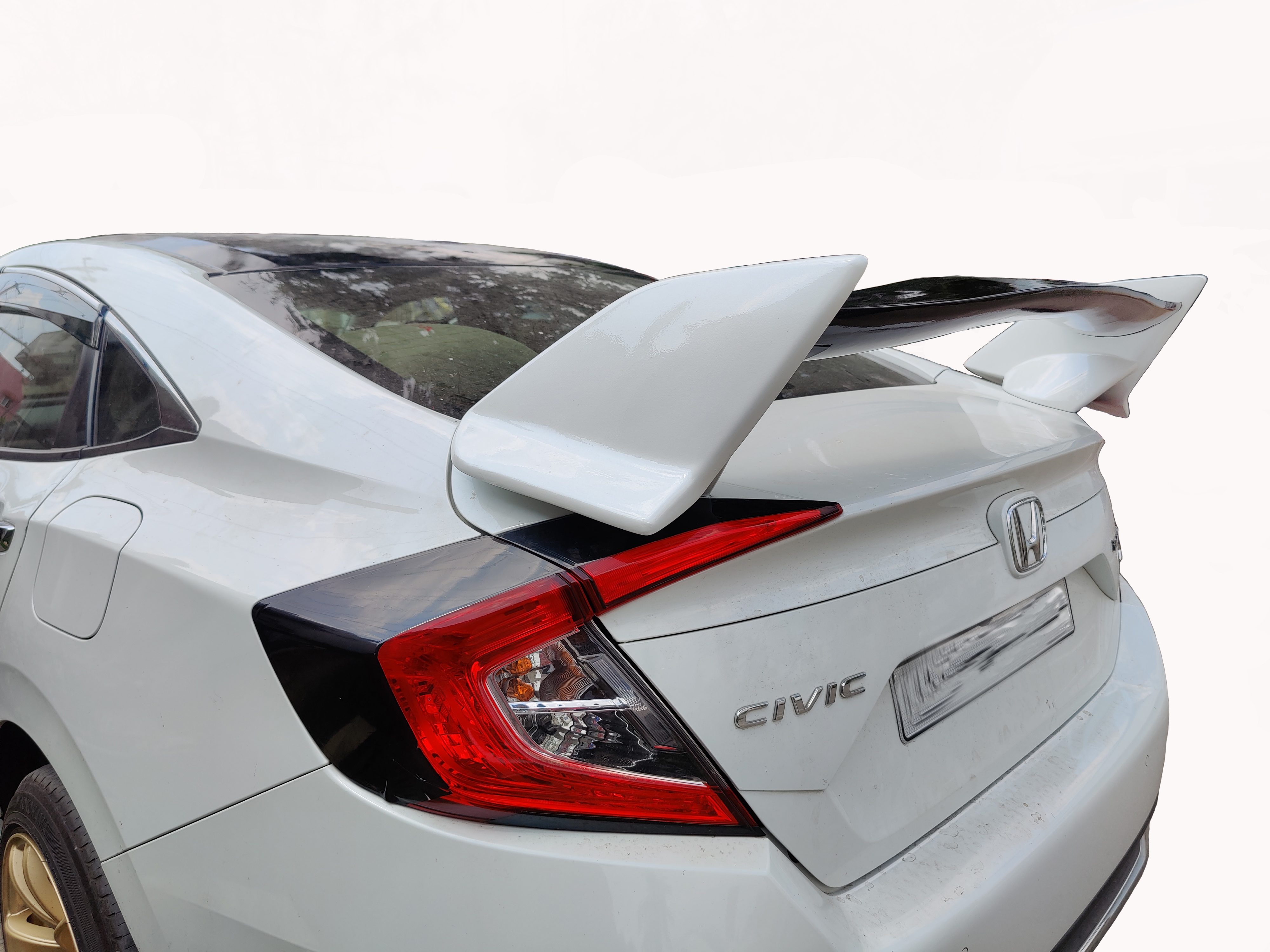 Civic Sports Spoiler Semi-Finished Car Spoiler (Unpainted Ps Grey) with Light Weight Fiber Reinforced Plastic (FRP) Drilling Required