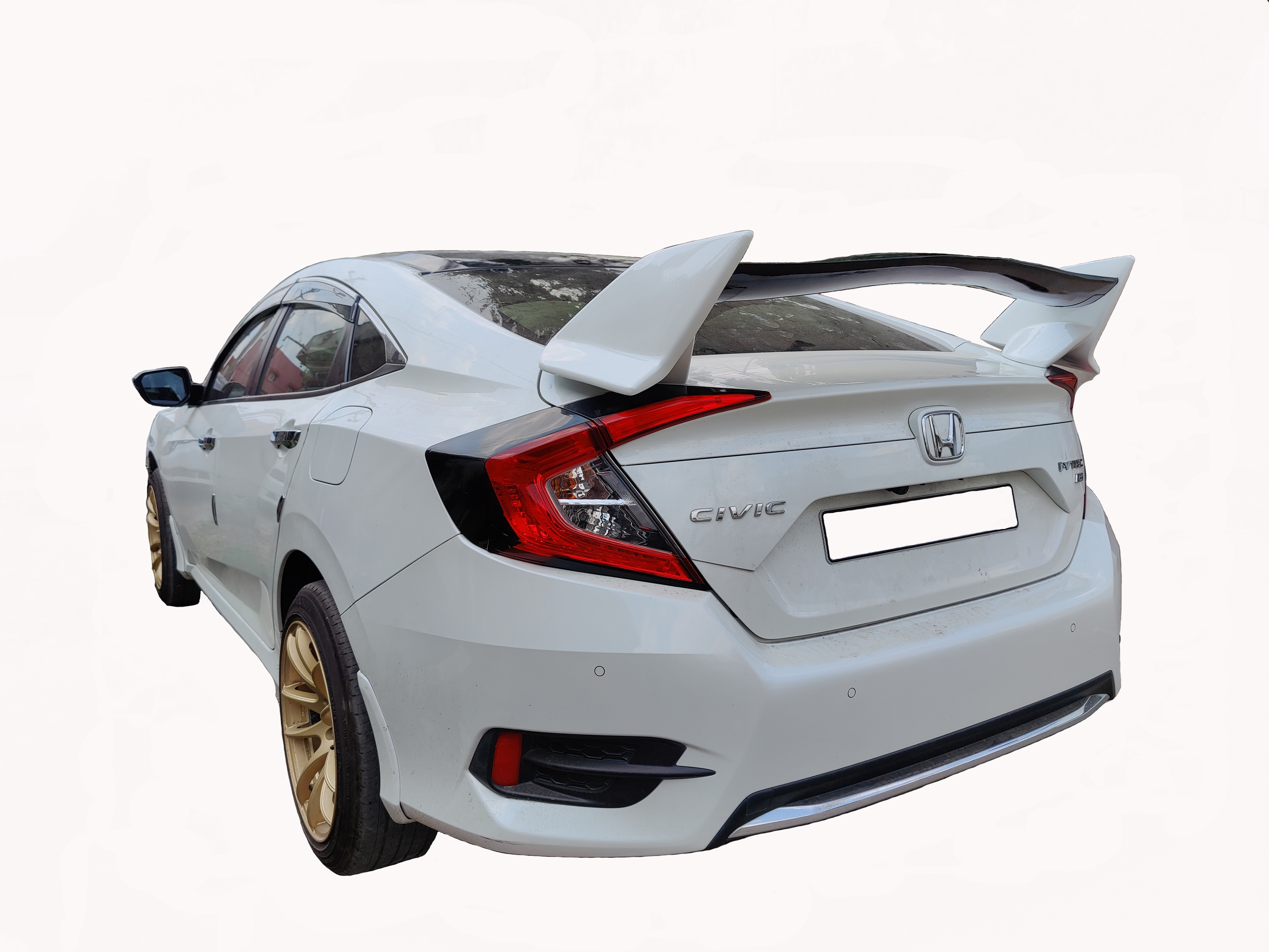 Civic Sports Spoiler Semi-Finished Car Spoiler (Unpainted Ps Grey) with Light Weight Fiber Reinforced Plastic (FRP) Drilling Required