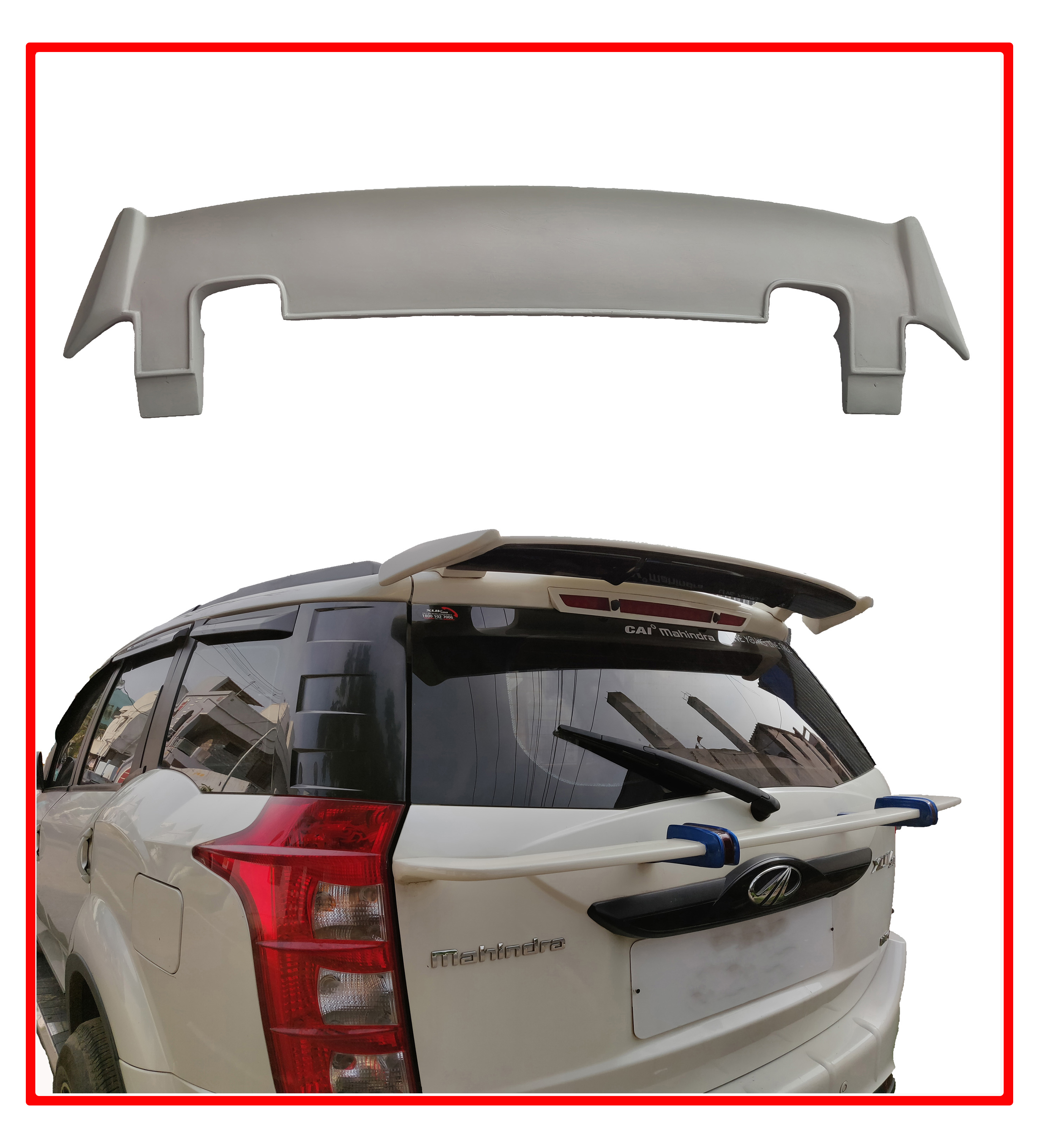 Semi-Finished Car Spoiler for XUV 500 (Unpainted Grey). Car Spoiler with Light Weight Fiber Reinforced Plastic (FRP)