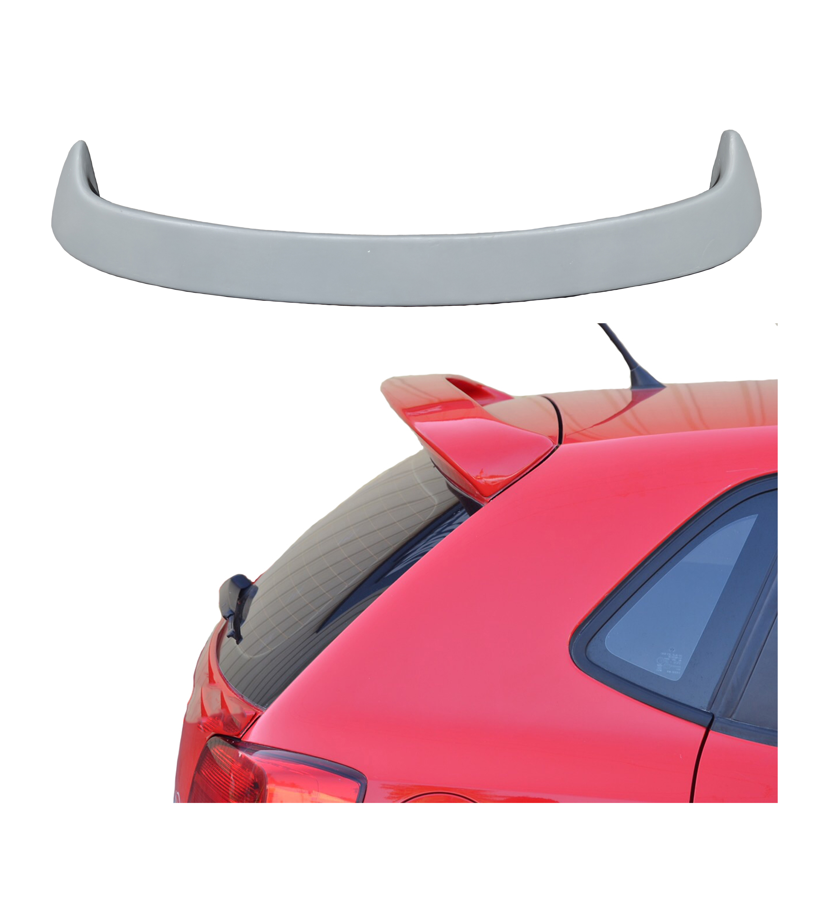 Car Spoiler Compatible to Polo Semi-Finished (Unpainted) Fiber Reinforced Plastic (FRP)