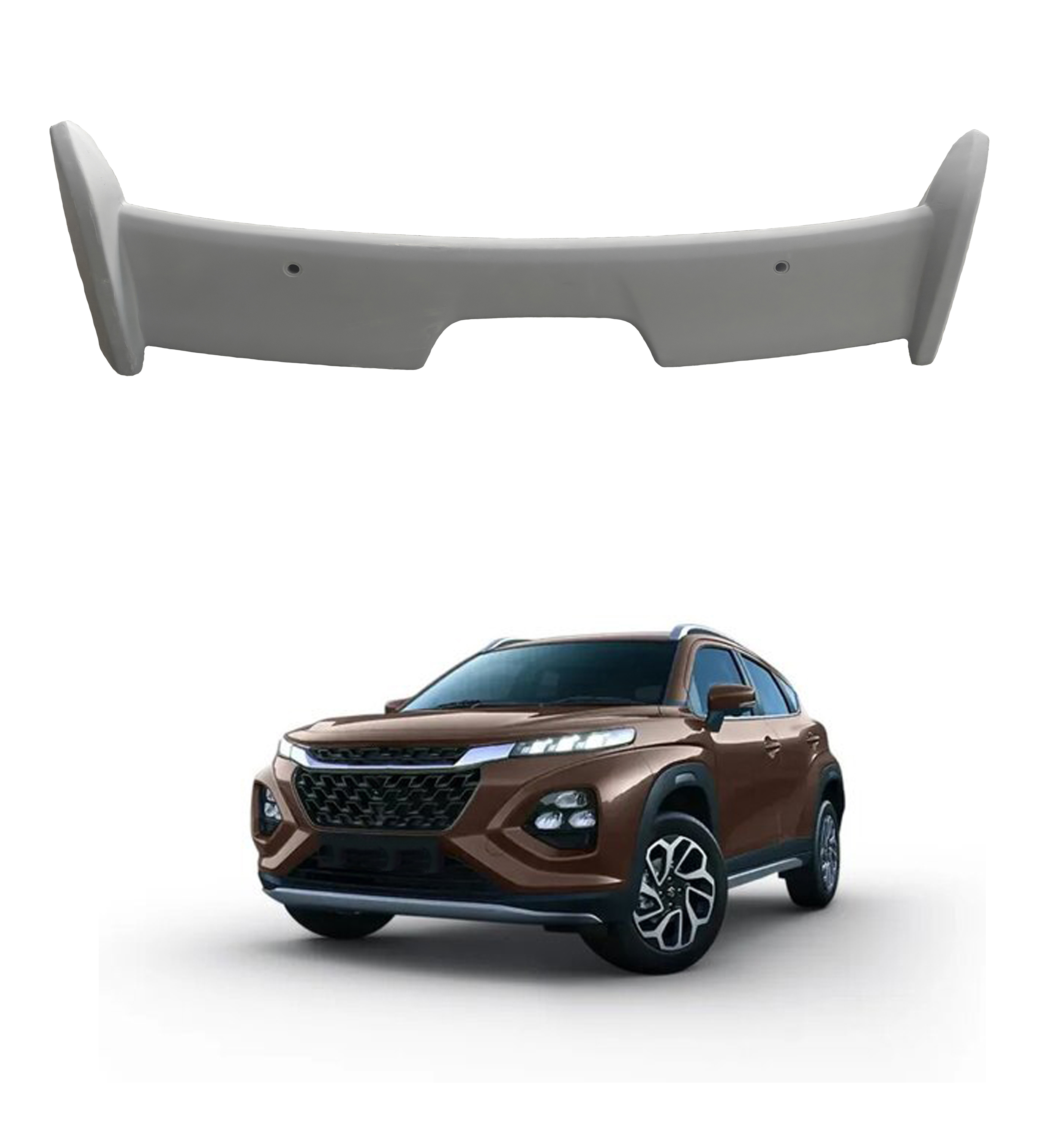 Car Spoiler Compatible for Fronx Semi-Finished - Unpainted (FRP)  car Spoiler