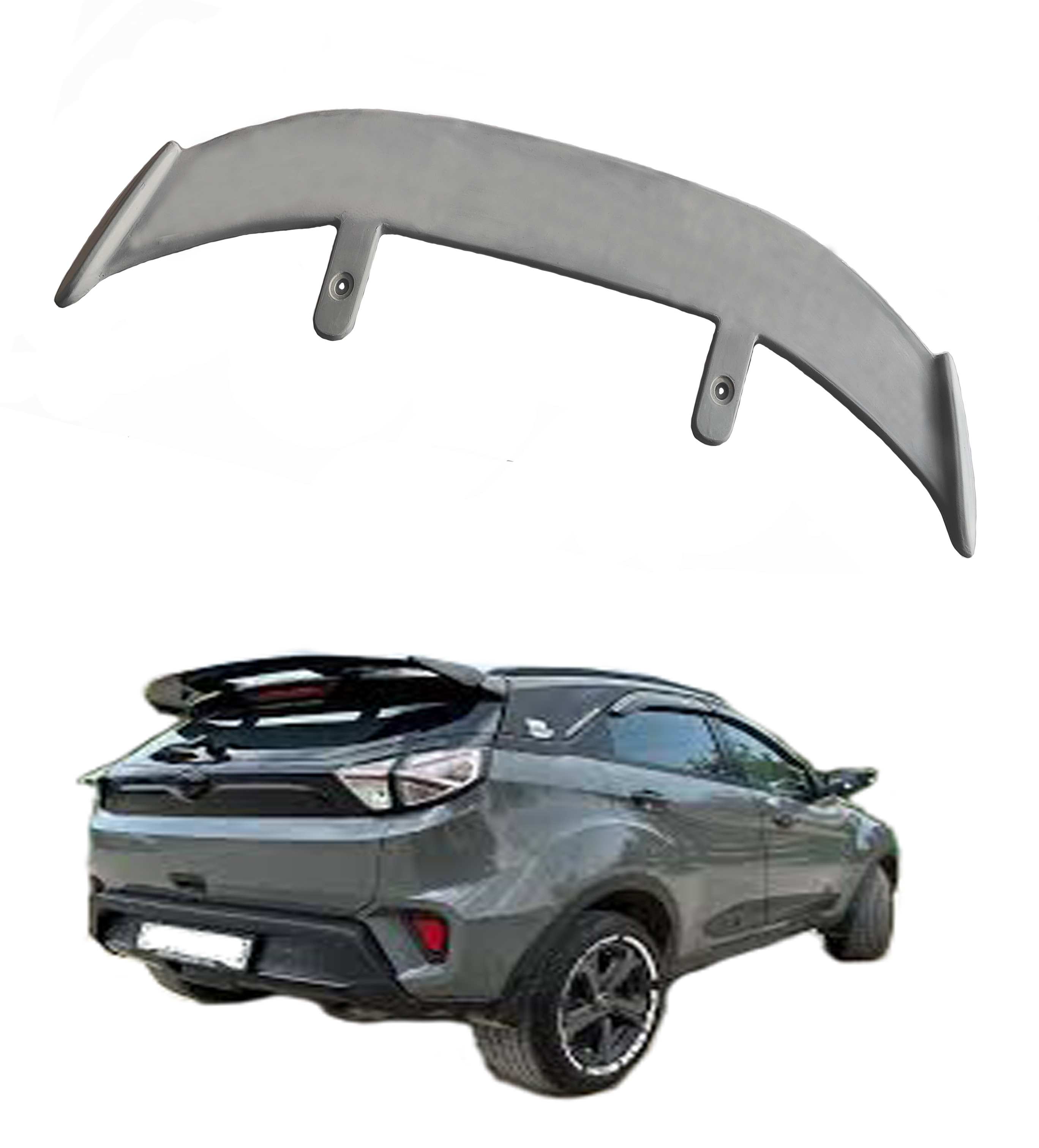 GT Type Sportz Spoiler Semi-Finished (Unpainted Grey) Car Spoiler Fiber Reinforced Plastic (FRP) Compatible with Nexon